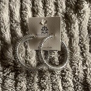 Accessorize Intricate Silver Hoop Earrings